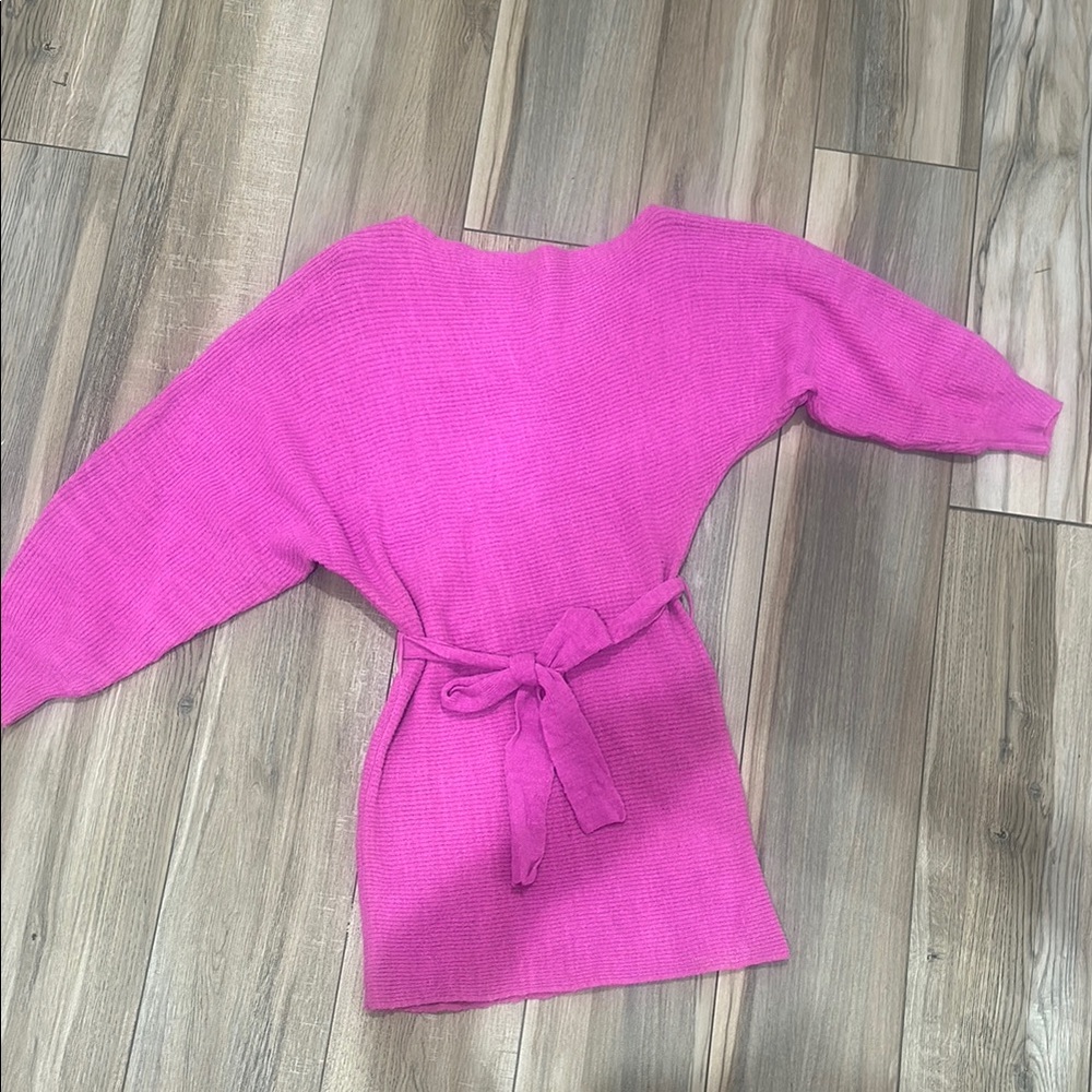 Pink Women's Sweater with Belt